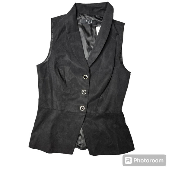 O.P.T. Black Sleeveless 3 Button Vest - Picture 1 of 6